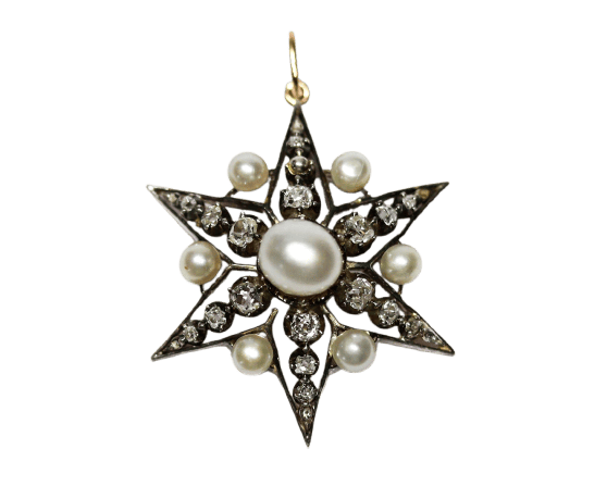 Pendentif Pendentif Napoléon III en or rose et blanc 750, diamants et perles fines 58 Facettes A12131