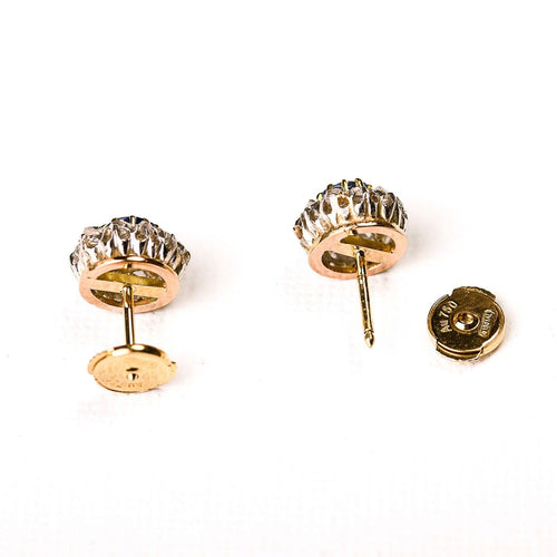 Boucles d'oreilles marguerites en or jaune, saphirs et diamants 58 Facettes LMB-329