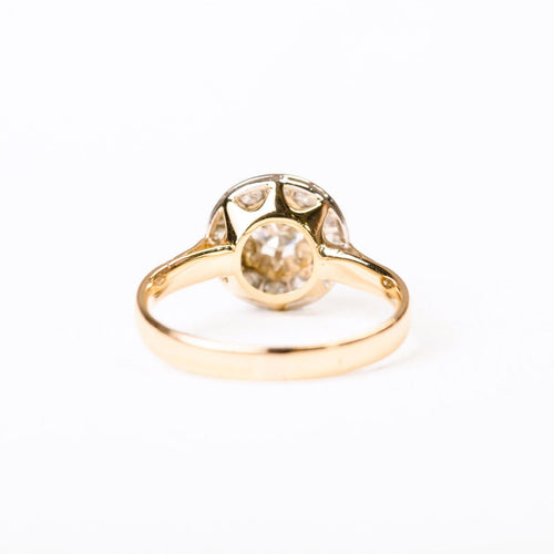 Bague 55.5 Bague ancienne - Bague entourage en or jaune, platine et diamants 58 Facettes LMB-291