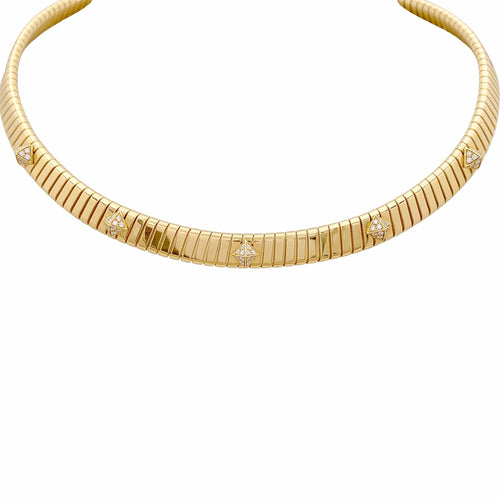 Collier Bulgari Tubogas - Collier en or jaune et diamants 58 Facettes 35955