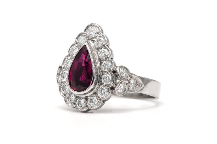 58 Bague contemporaine en or blanc 18 carats, diamants et tourmaline 58 Facettes 23580