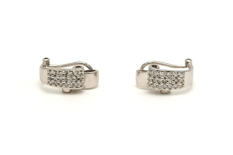 Boucles d'oreilles contemporaines en or blanc et diamants 58 Facettes 18806