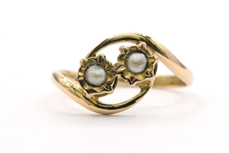 Bague 47 Art Nouveau - Bague en or jaune 18 carats et perles 58 Facettes 22473