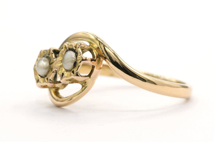 Bague 47 Art Nouveau - Bague en or jaune 18 carats et perles 58 Facettes 22473