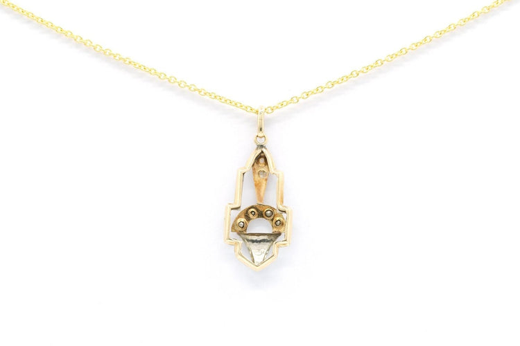 Pendentif Art déco en or jaune et blanc 18 carats serti de strass 58 Facettes 23046