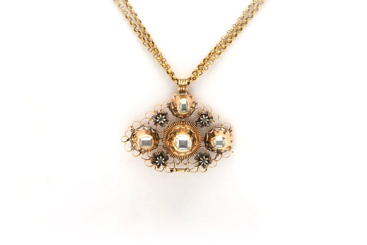 Napoléon III - Collier en or jaune 18 carats et diamants taille rose 58 Facettes B485