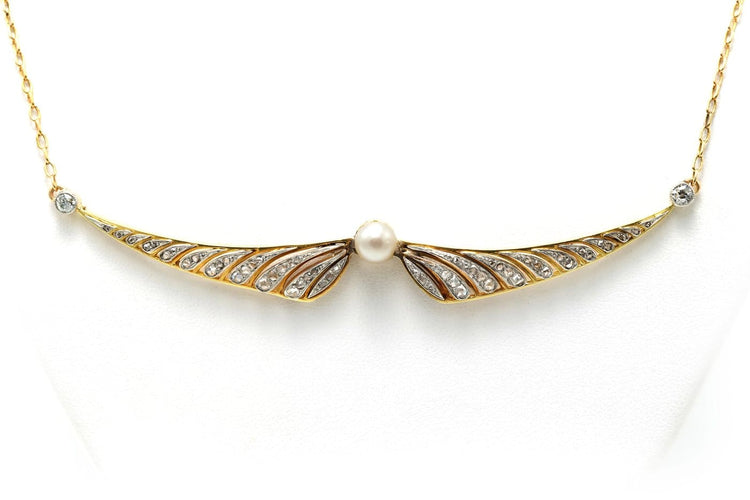 Collier Art Déco - Collier en or jaune, perle et diamants 58 Facettes 22777