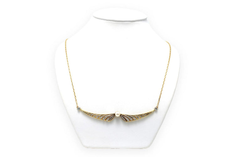 Collier Art Déco - Collier en or jaune, perle et diamants 58 Facettes 22777
