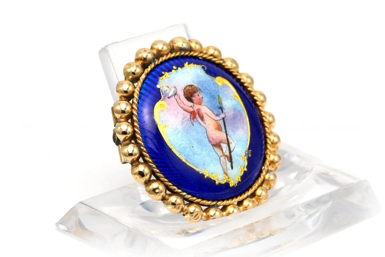 Napoléon III - Broche en or jaune 18 carats et émail 58 Facettes B751
