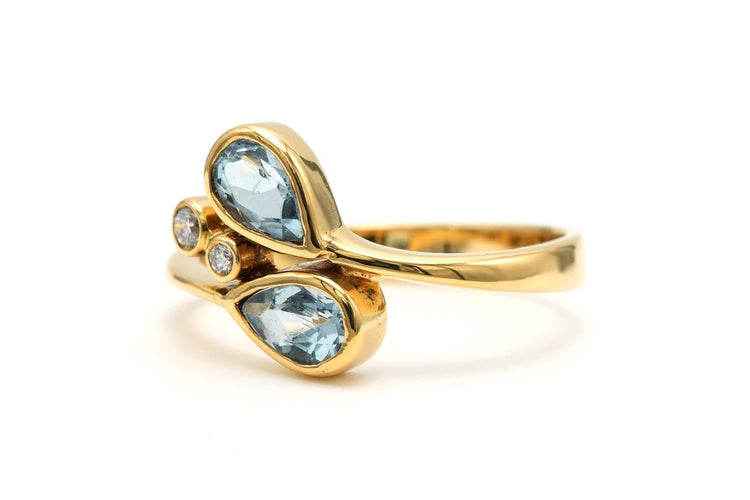 Bague 56 Bague contemporaine en or jaune, topazes et diamants 58 Facettes 22938