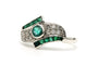 55 Bague années 70 en or blanc, émeraudes et diamants 58 Facettes 23143
