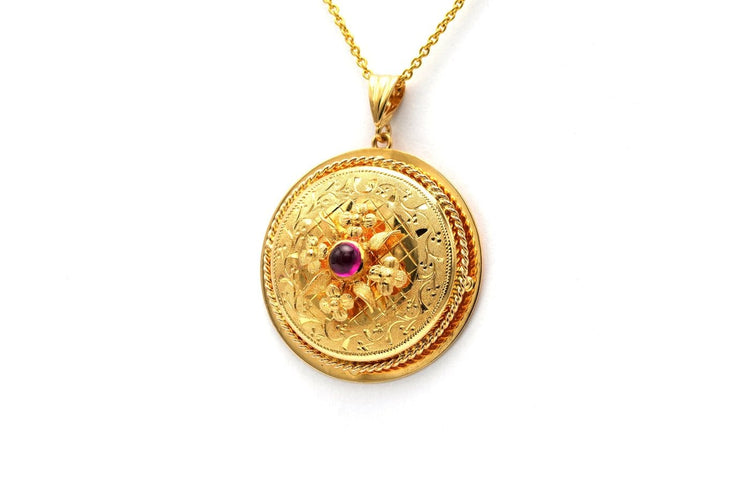 Art Nouveau - Pendentif en or jaune 18 carats et rubis 58 Facettes 23384