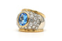56 Bague contemporaine en or jaune et blanc 18 ct, topaze et diamants 58 Facettes 23696