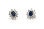 Boucles d'oreilles contemporaines en or blanc 18 carats, saphirs et diamants 58 Facettes 23714