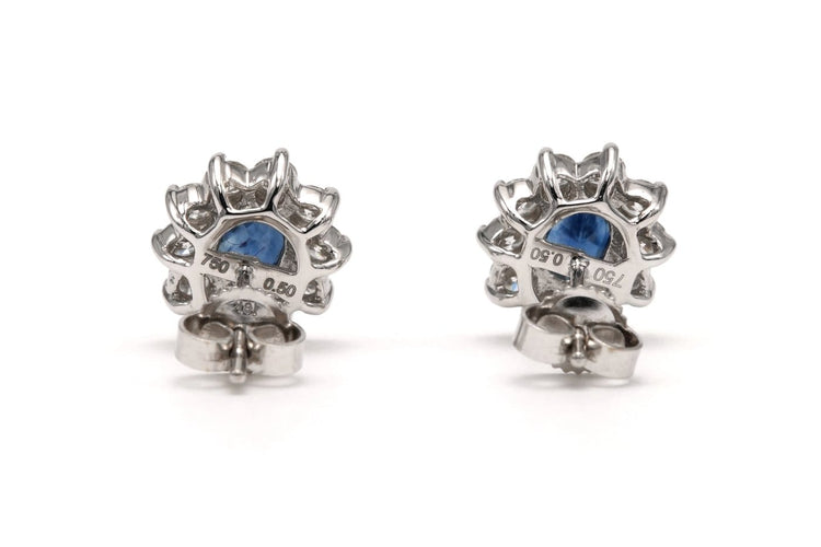 Boucles d'oreilles Boucles d'oreilles contemporaines en or blanc 18 carats, saphirs et diamants 58 Facettes 23714