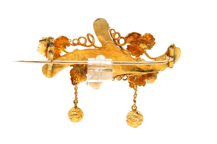 Napoléon III - Broche en or jaune sertie de turquoises 58 Facettes B872