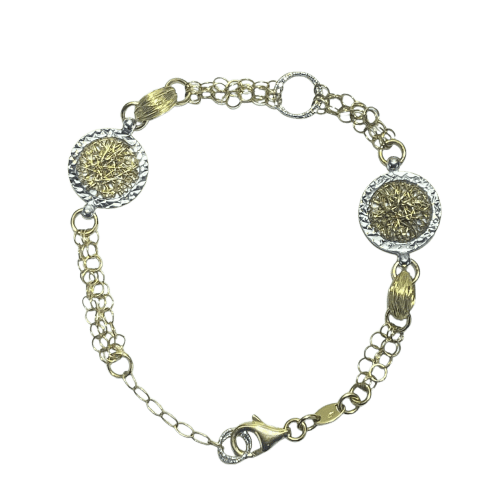 Bracelet Bracelet - Bracelet avec médaillons décoratifs en or jaune 58 Facettes 250297