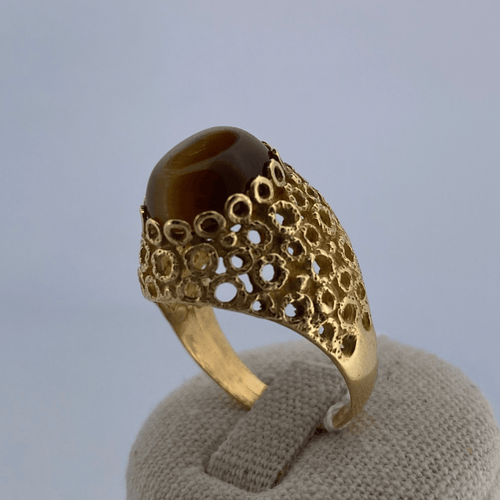Bague Bague - Pierre ovale en or jaune 18 carats 58 Facettes 250188