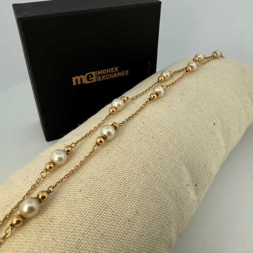 Collier Collier en chaîne avec perles en or jaune 58 Facettes 250016