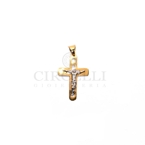 Pendentif Pendentif croix bicolore en or 18 carats 58 Facettes 47297944