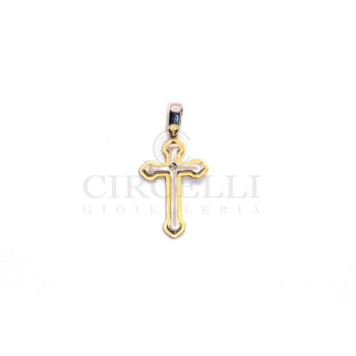 Pendentif Pendentif croix bicolore en or 18 carats et diamant 58 Facettes 47297883