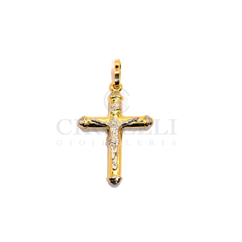 Pendentif Pendentif croix bicolore avec Christ en or 18 carats 58 Facettes 93483032