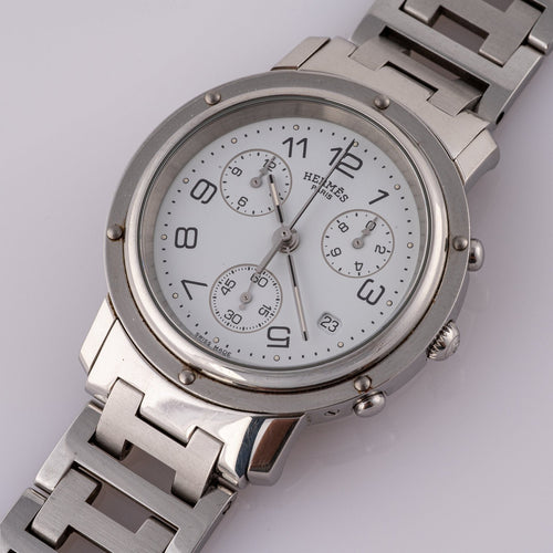 Hermès Clipper - Montre chronographe en acier 58 Facettes TOT-01698