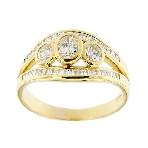 Bague Bague trilogy - diamants 1,17 ct en or jaune 18 carats 58 Facettes 33607