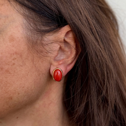 Boucles d'oreilles Boucles d’oreilles puces - Corail en or jaune 18 kt 58 Facettes 37575O