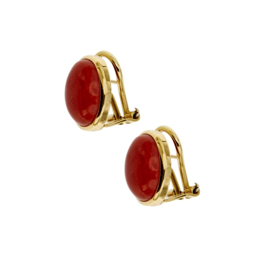 Boucles d'oreilles Boucles d’oreilles puces - Corail en or jaune 18 kt 58 Facettes 37575O