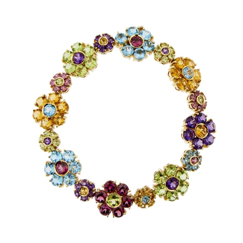 Bracelet Pasquale Bruni - Bracelet fleurs en or jaune 18 ct avec pierres colorées 58 Facettes 38664