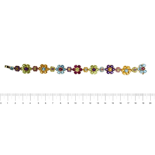 Bracelet Pasquale Bruni - Bracelet fleurs en or jaune 18 ct avec pierres colorées 58 Facettes 38664