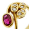 Bague 54 Bague contrariée en or jaune 18 ct avec rubis et diamants 58 Facettes 28379