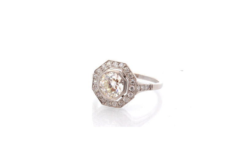 Bague 53 Bague diamant 1,16 ct K/VS2 en or 18k et platine 58 Facettes 27498-27838