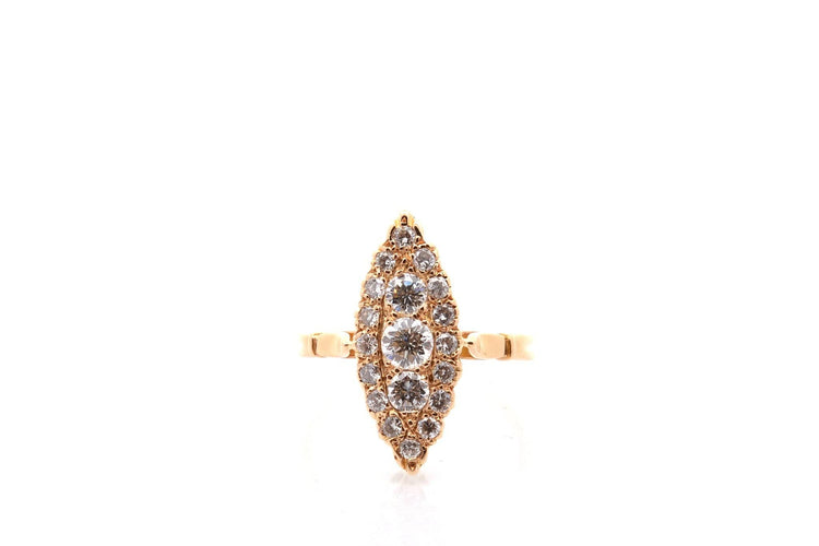 Bague 55.5 Bague en or jaune 18k pavée de 19 diamants 58 Facettes 27893