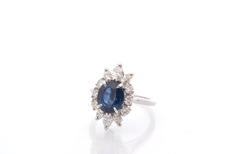 Bague 51 Bague vintage en platine avec saphir et diamants 58 Facettes 27910