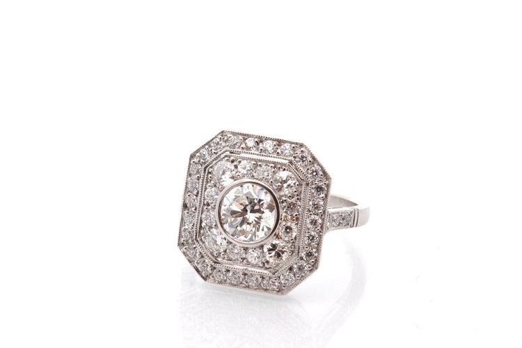 Bague 54 Bague en platine avec diamant 0,89 ct et diamants 58 Facettes 27860-27579
