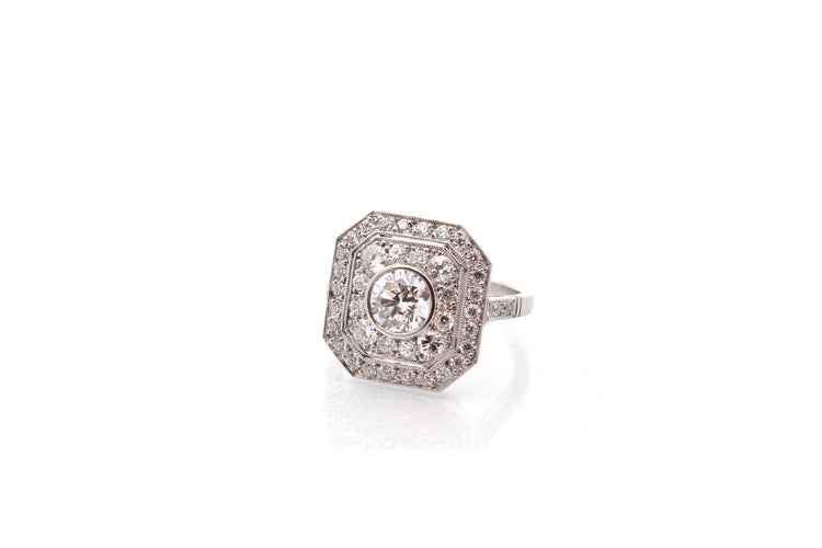 Bague 54 Bague en platine avec diamant 0,89 ct et diamants 58 Facettes 27860-27579