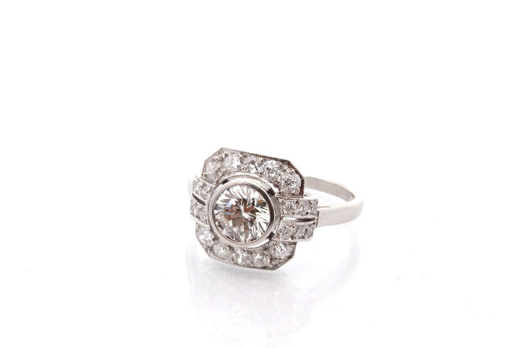 Bague 53 Bague en platine avec diamant 0,91 ct et diamants 58 Facettes 27852-27053