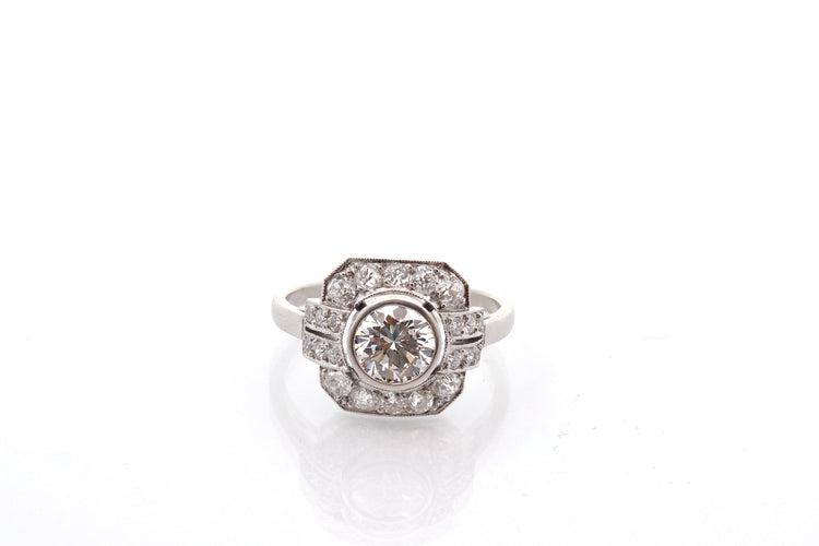 Bague 53 Bague en platine avec diamant 0,91 ct et diamants 58 Facettes 27852-27053