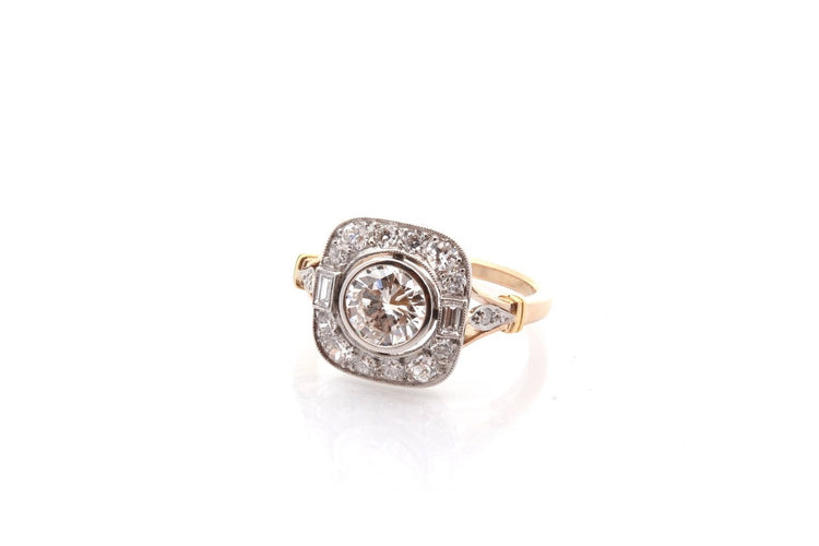 Bague 53.5 Bague Art déco en or 18k et platine avec diamants 58 Facettes 27847-27609