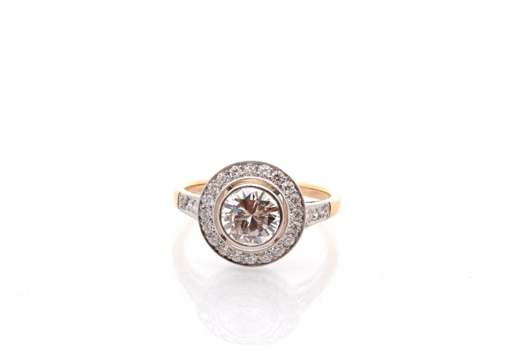 Bague 54 Bague en or 18k et platine avec diamant 1,15 ct et diamants 58 Facettes 27855-27536