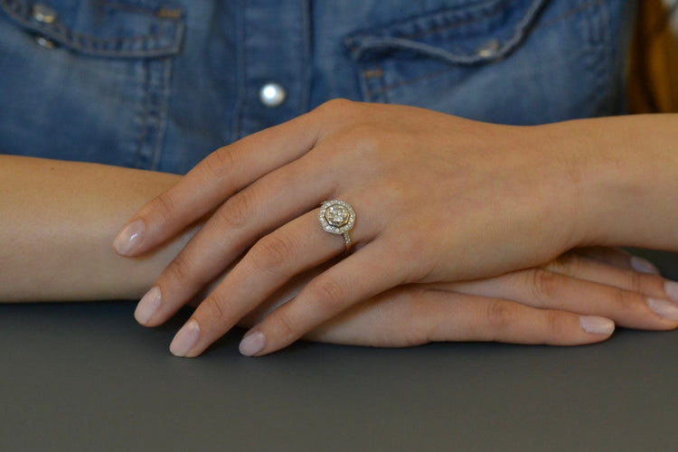 Bague 53 Bague Art déco en platine et or 18k avec diamants 58 Facettes 27841-27349