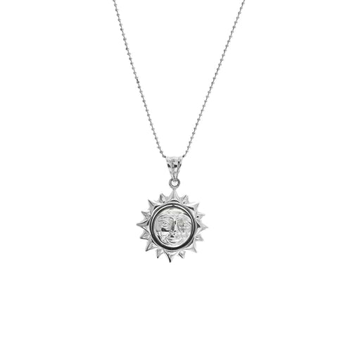 Collier Unoaerre - Collier à billes avec pendentif soleil et lune en or blanc 18 ct 58 Facettes 32074
