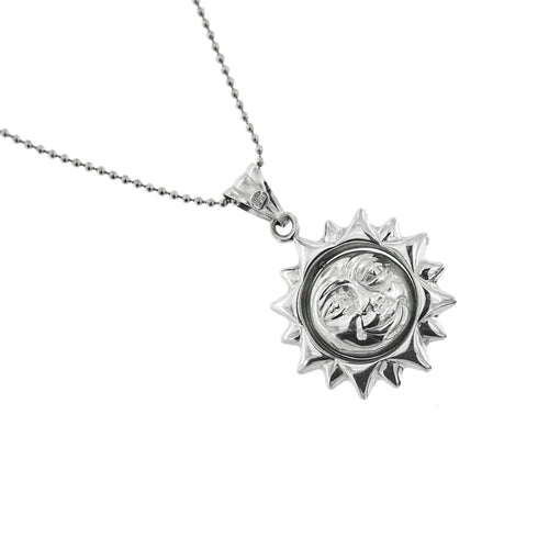 Collier Unoaerre - Collier à billes avec pendentif soleil et lune en or blanc 18 ct 58 Facettes 32074