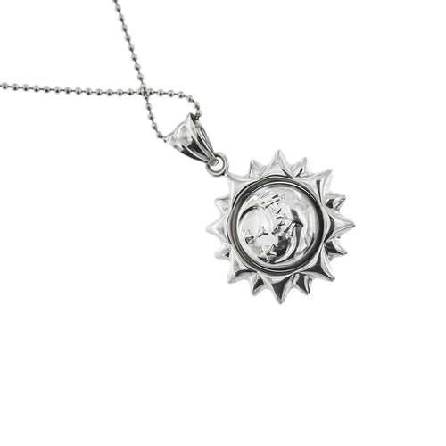 Collier Unoaerre - Collier à billes avec pendentif soleil et lune en or blanc 18 ct 58 Facettes 32074