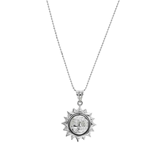 Collier Unoaerre - Collier à billes avec pendentif soleil et lune en or blanc 18 ct 58 Facettes 32074