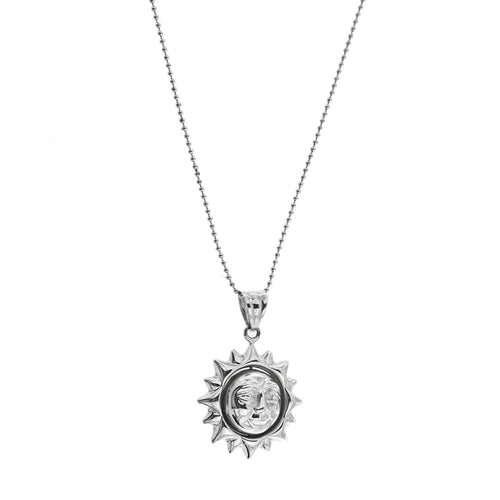 Collier Unoaerre - Collier à billes avec pendentif soleil et lune en or blanc 18 ct 58 Facettes 32074