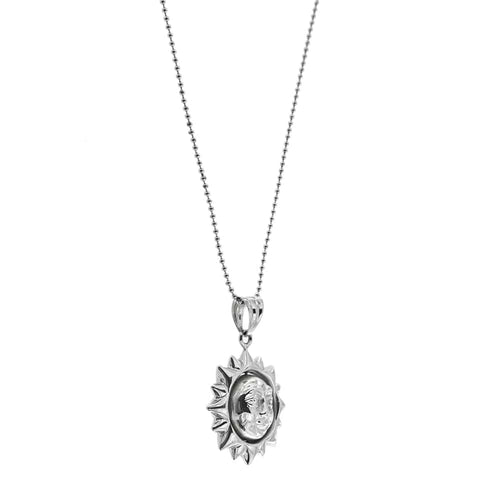 Collier Unoaerre - Collier à billes avec pendentif soleil et lune en or blanc 18 ct 58 Facettes 32074