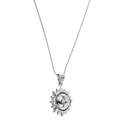 Collier Unoaerre - Collier à billes avec pendentif soleil et lune en or blanc 18 ct 58 Facettes 32074